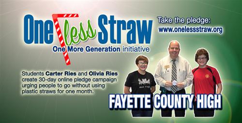 Brother and Sister Team Bring One Less Straw Campaign to Fayette County High 