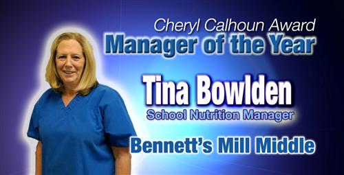 Bennett’s Mill Middle Nutrition Manager Receives Coveted Service Award 